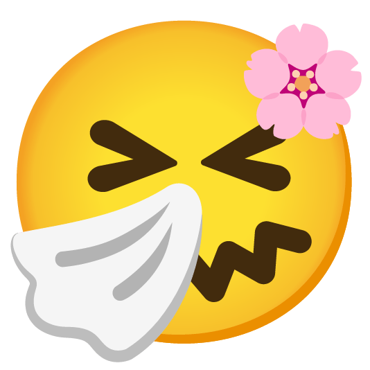 cherry blossom sneezing face