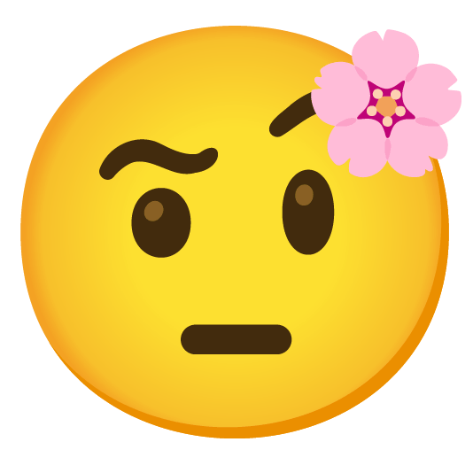 cherry blossom face with raised eyebrow