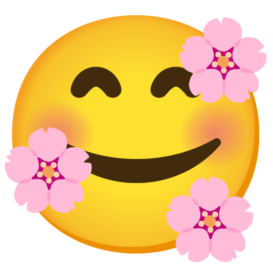 cherry blossom smiling face with 3 hearts
