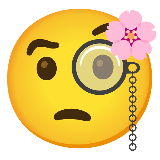 cherry blossom face with monocle