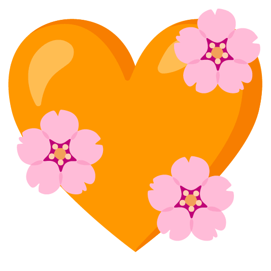 cherry blossom orange heart