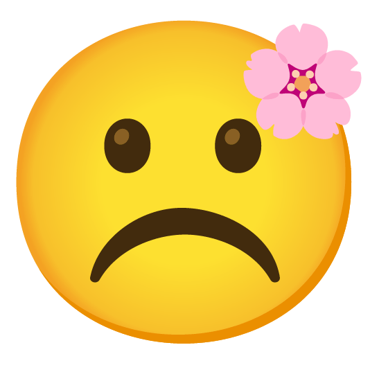 cherry blossom white frowning face