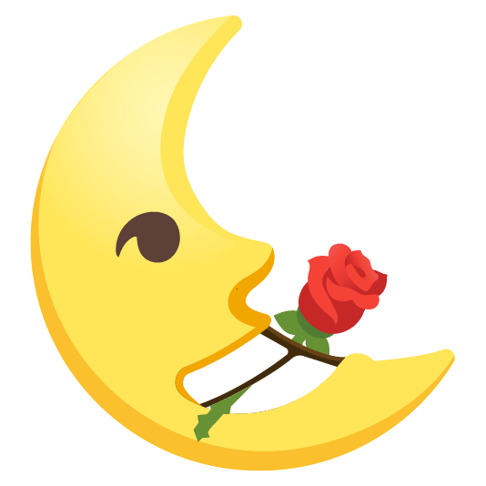 rose last quarter moon with face