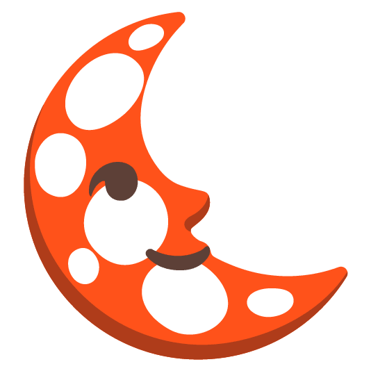 mushroom last quarter moon with face