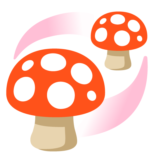 mushroom revolving hearts