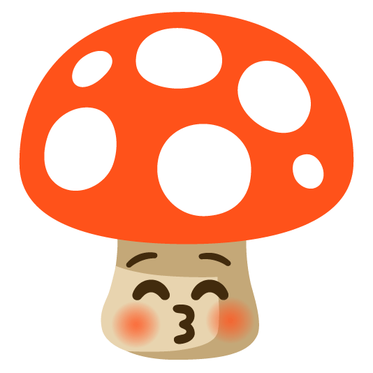 mushroom kissing closed eyes