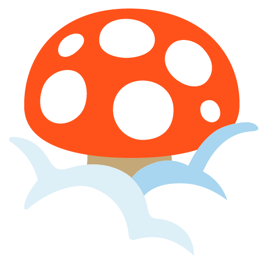 mushroom face in clouds