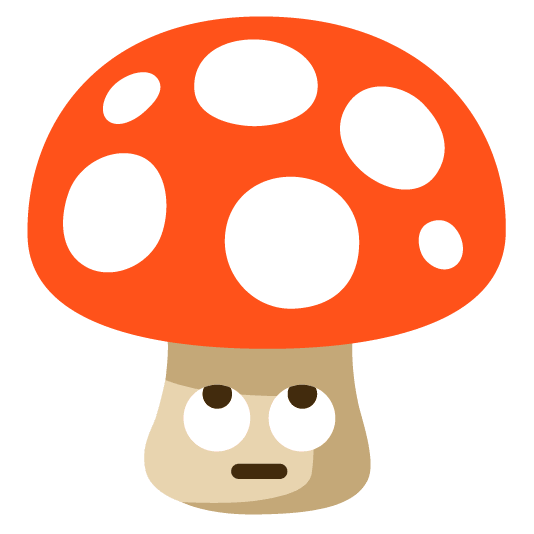 mushroom face with rolling eyes