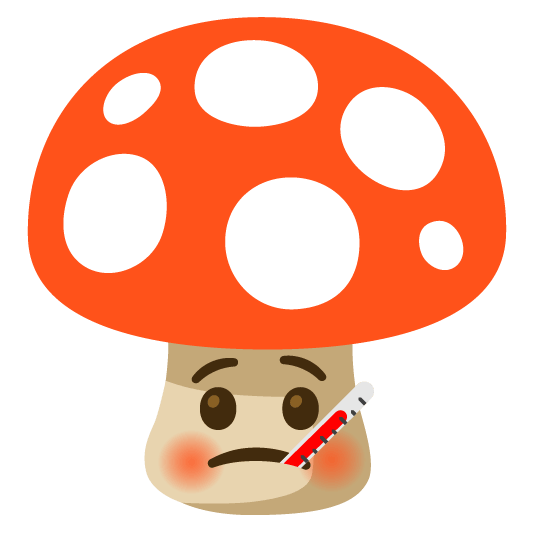 mushroom face with thermometer