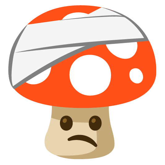 mushroom face with head bandage