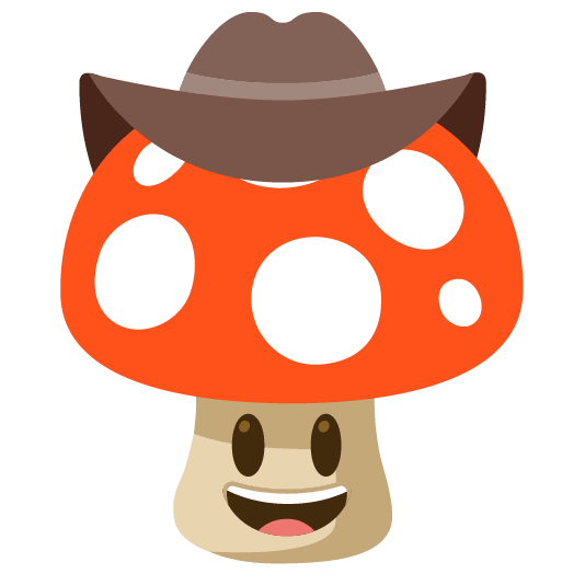 mushroom face with cowboy hat