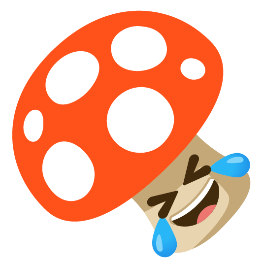 mushroom rolling on the floor laughing