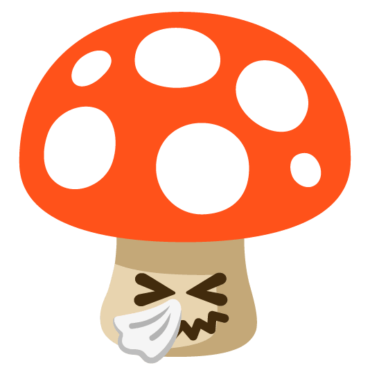 mushroom sneezing face