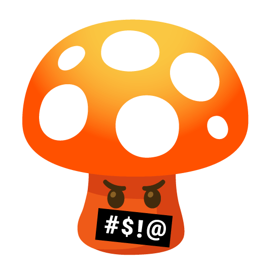 mushroom face with symbols on mouth