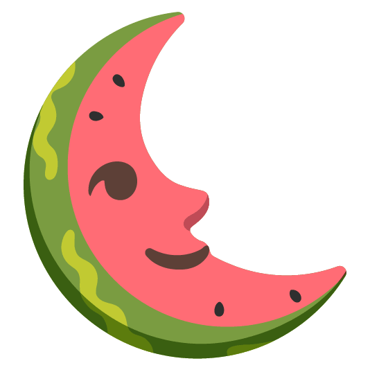 watermelon last quarter moon with face