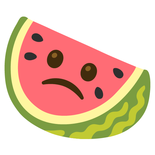watermelon slightly frowning face
