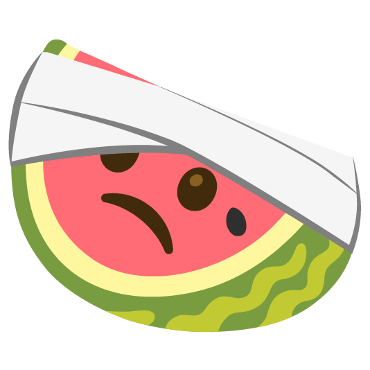 watermelon face with head bandage