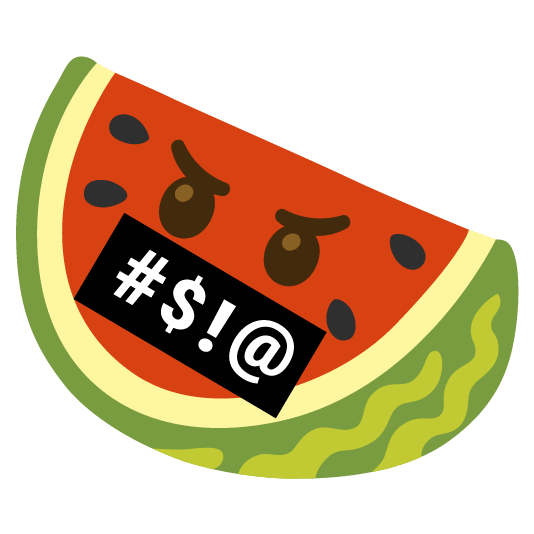 watermelon face with symbols on mouth