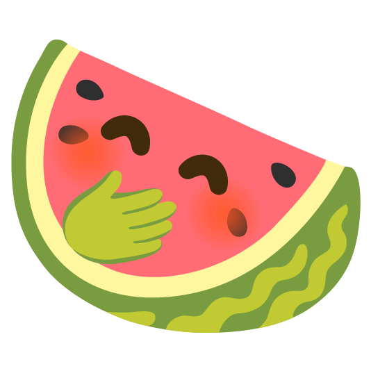 watermelon face with hand over mouth