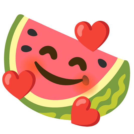 watermelon smiling face with 3 hearts