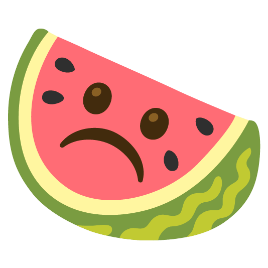 watermelon white frowning face