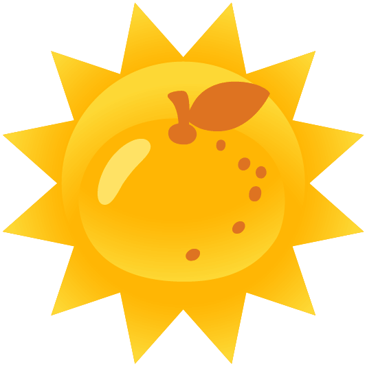 tangerine sun with face