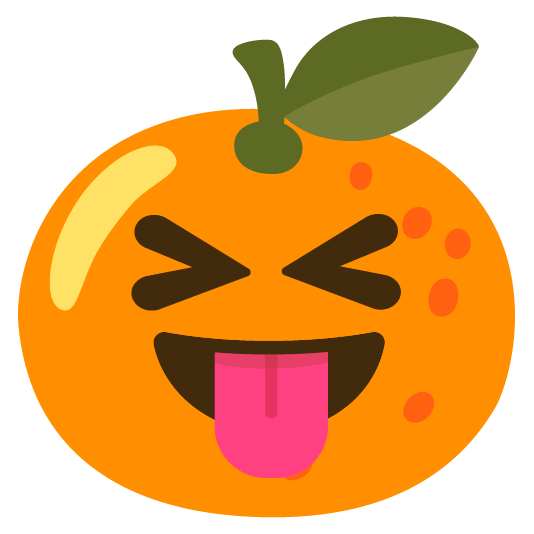 tangerine stuck out tongue closed eyes