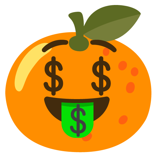 tangerine money mouth face