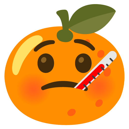tangerine face with thermometer