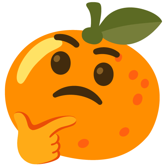 tangerine thinking face