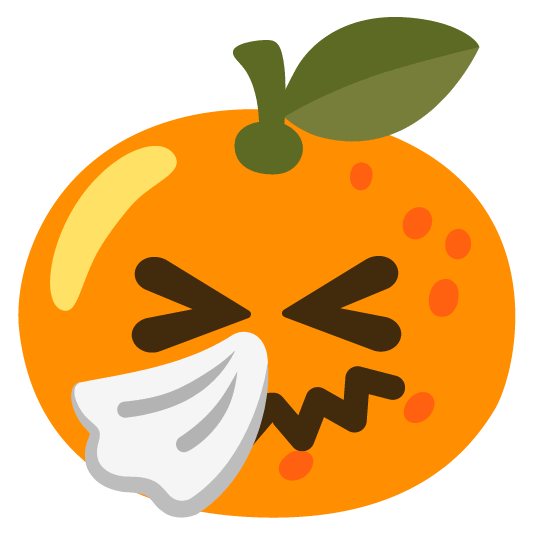 tangerine sneezing face