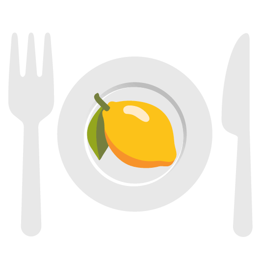 lemon knife fork plate