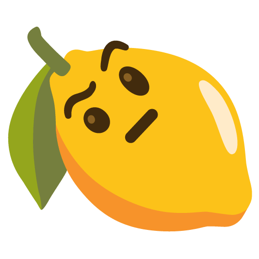 lemon face with raised eyebrow