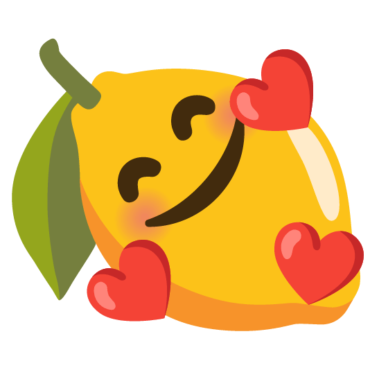 lemon smiling face with 3 hearts