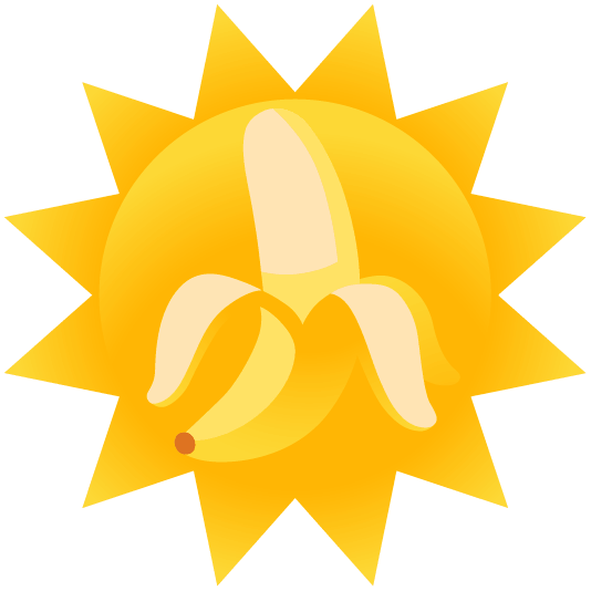 banana sun with face