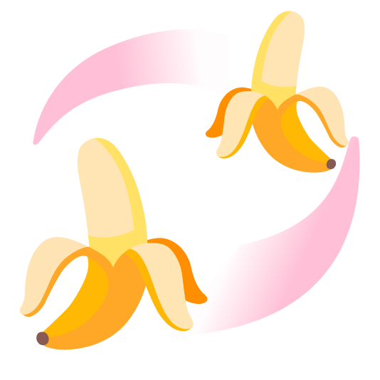 banana revolving hearts