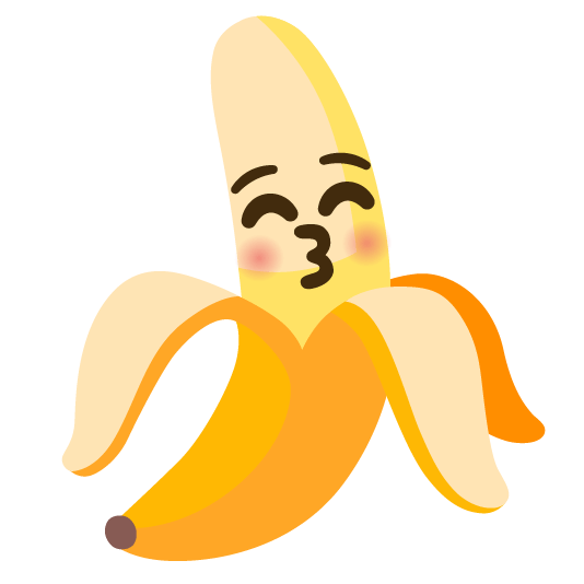 banana kissing closed eyes