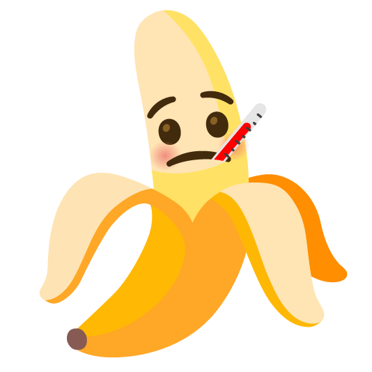 banana face with thermometer