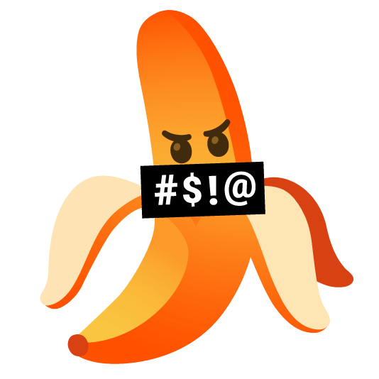 banana face with symbols on mouth