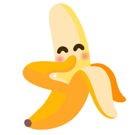 banana face with hand over mouth