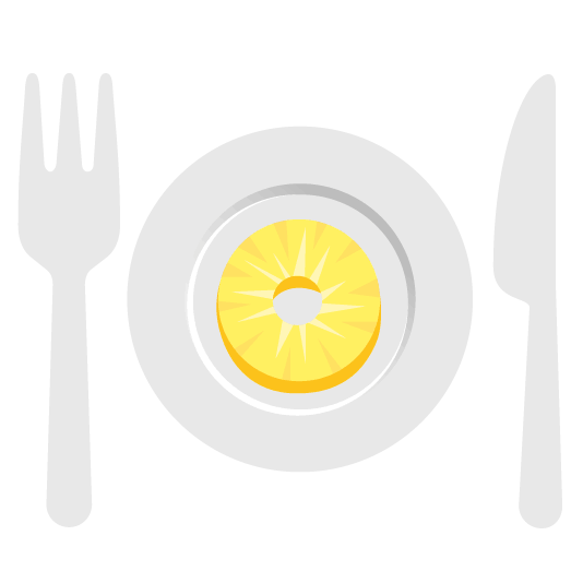 pineapple knife fork plate
