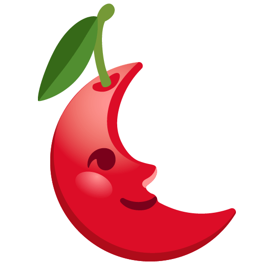 cherries last quarter moon with face