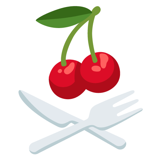 cherries knife fork plate