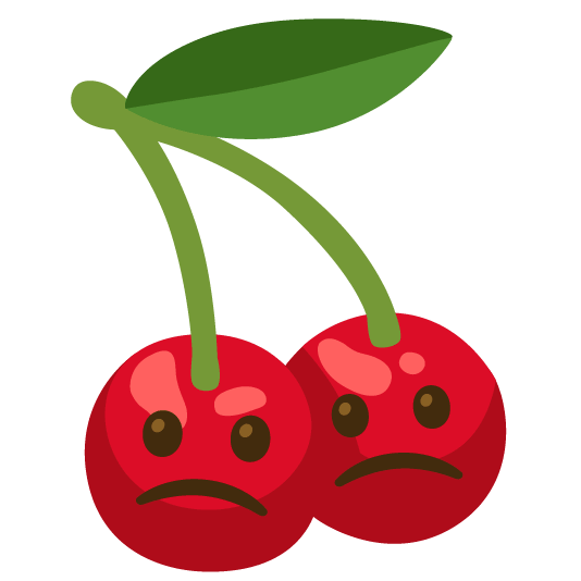 cherries slightly frowning face