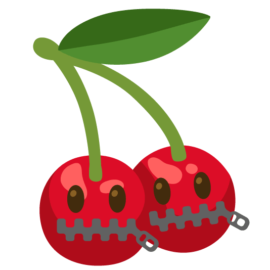 cherries zipper mouth face