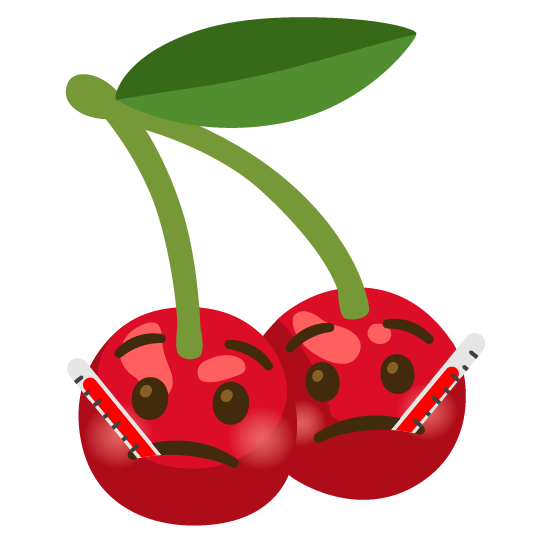 cherries face with thermometer