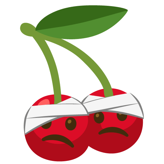 cherries face with head bandage