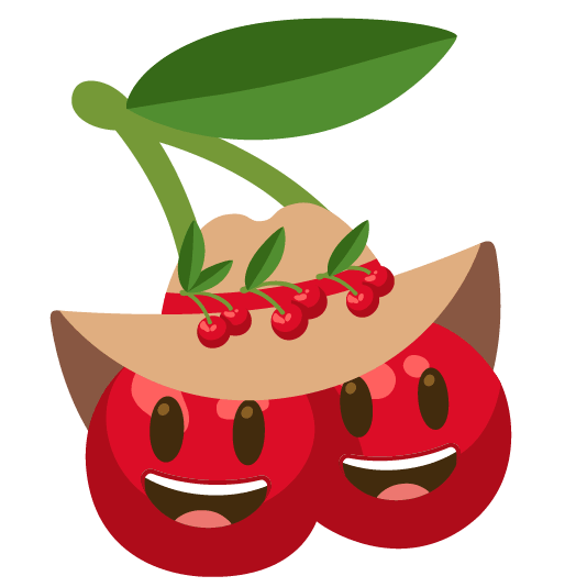 cherries face with cowboy hat