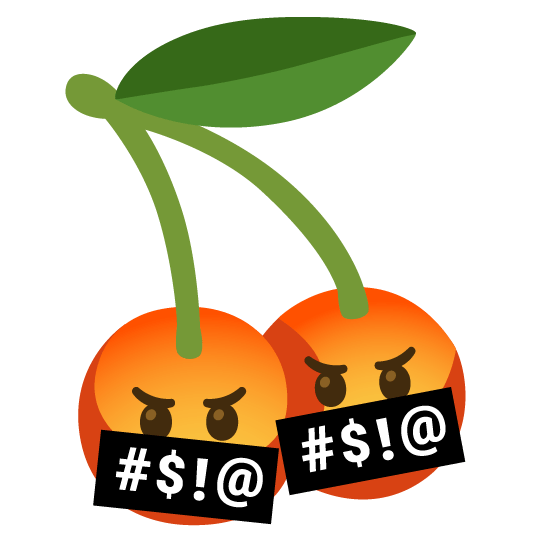 cherries face with symbols on mouth