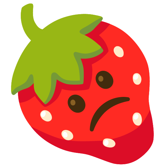 strawberry slightly frowning face